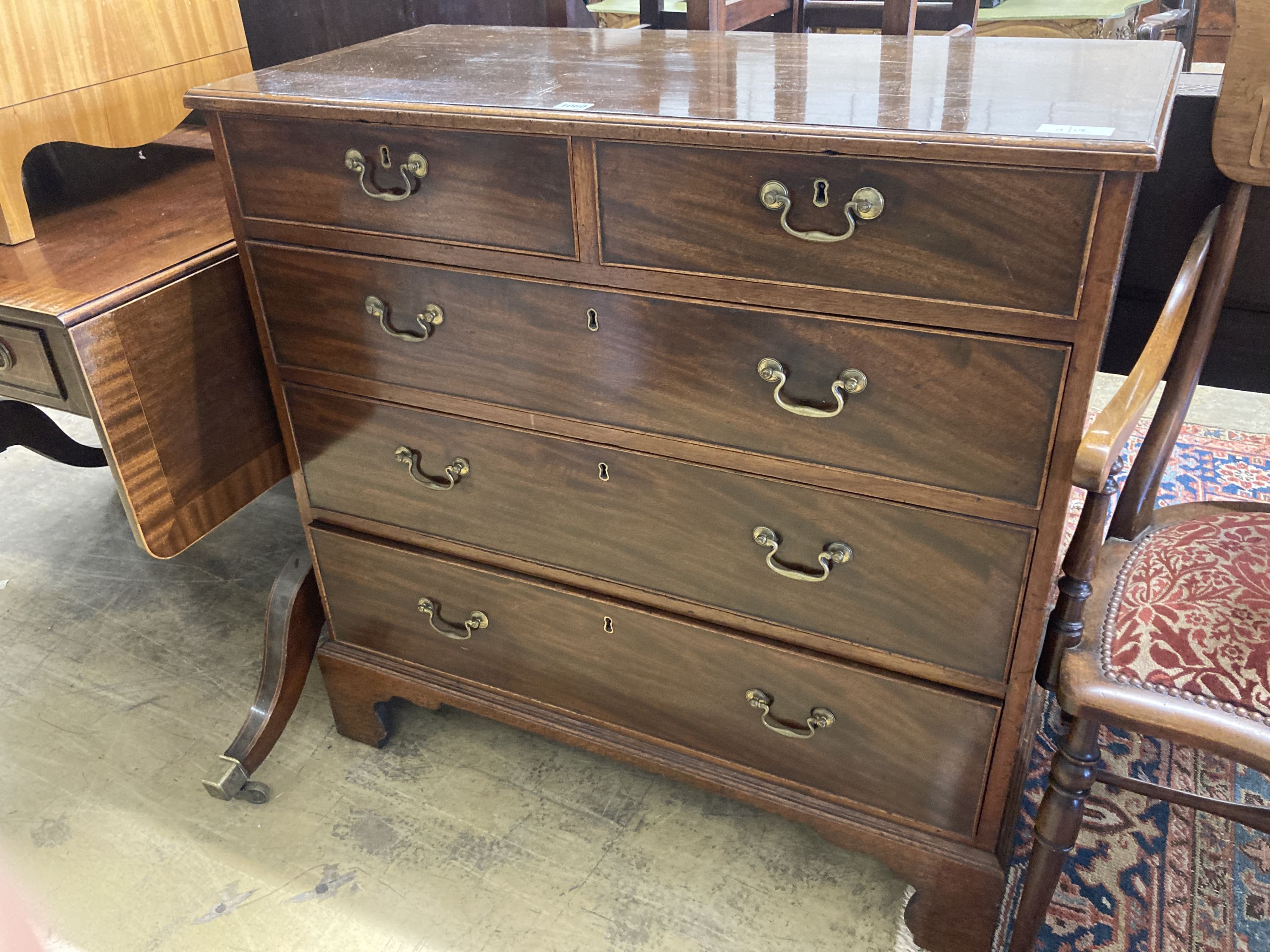 A George III mahogany chest, width 93cm, depth 44cm, height 92cm